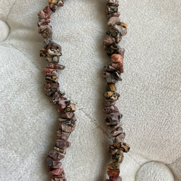 Leopard Skin Jasper Chips Neclace, Natural Stones, Brown, 80’s vintage - Picture 2 of 5